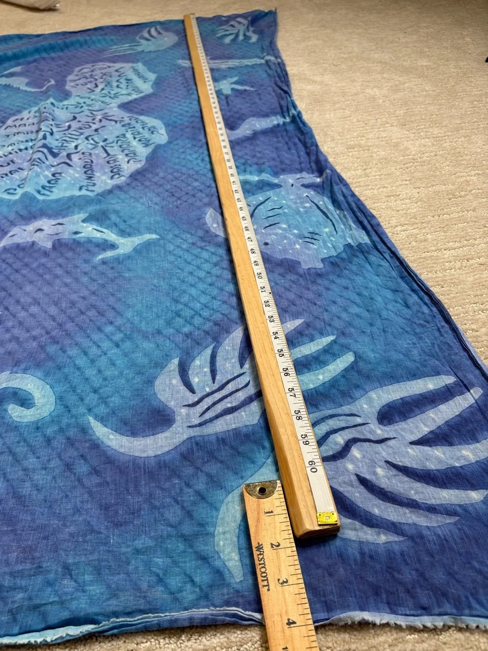 Scarf Swim Wrap Blue Watercolor Seashell Seahorse Starfish Beach Ocean Print